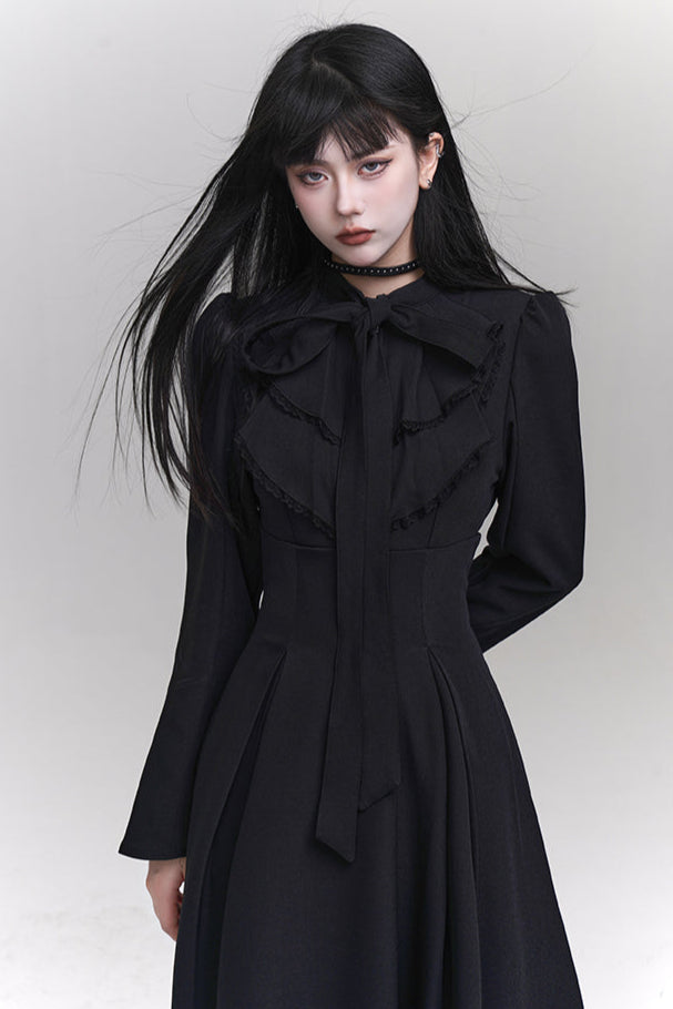 Dark girly flared dress