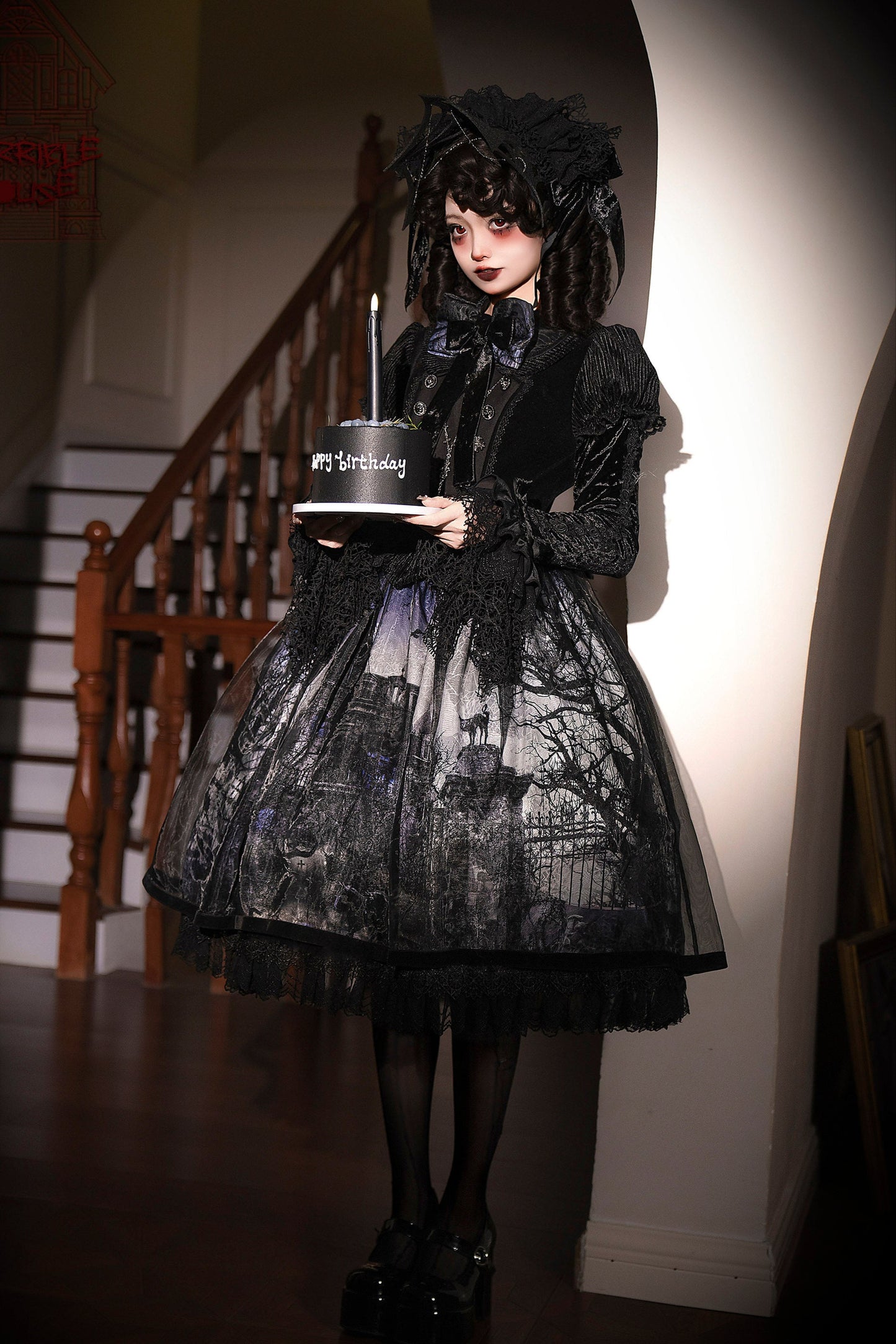 [Deadline for reservation: February 23rd] Horror House Spider Web Gothic Cape Dress