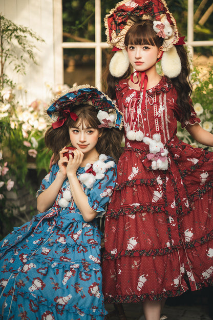 [Pre-order Deadline: January 31] Forest Berry Rabbit Series Daily Puff Sleeve Dress