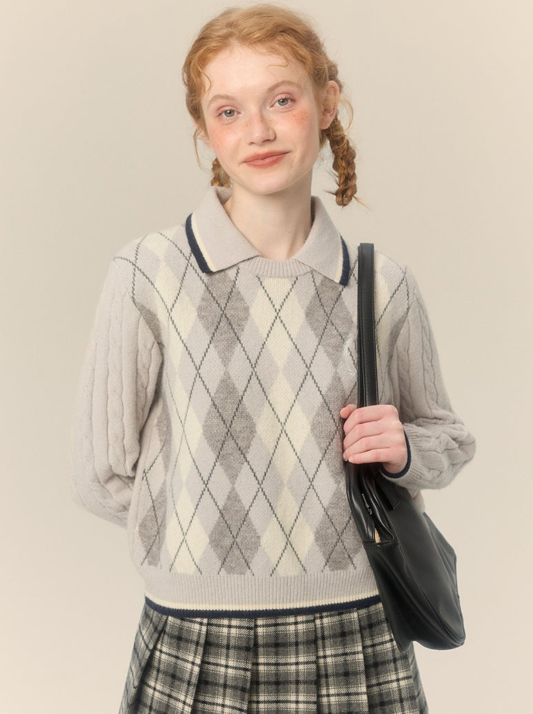 French Polo Argyle Sweater