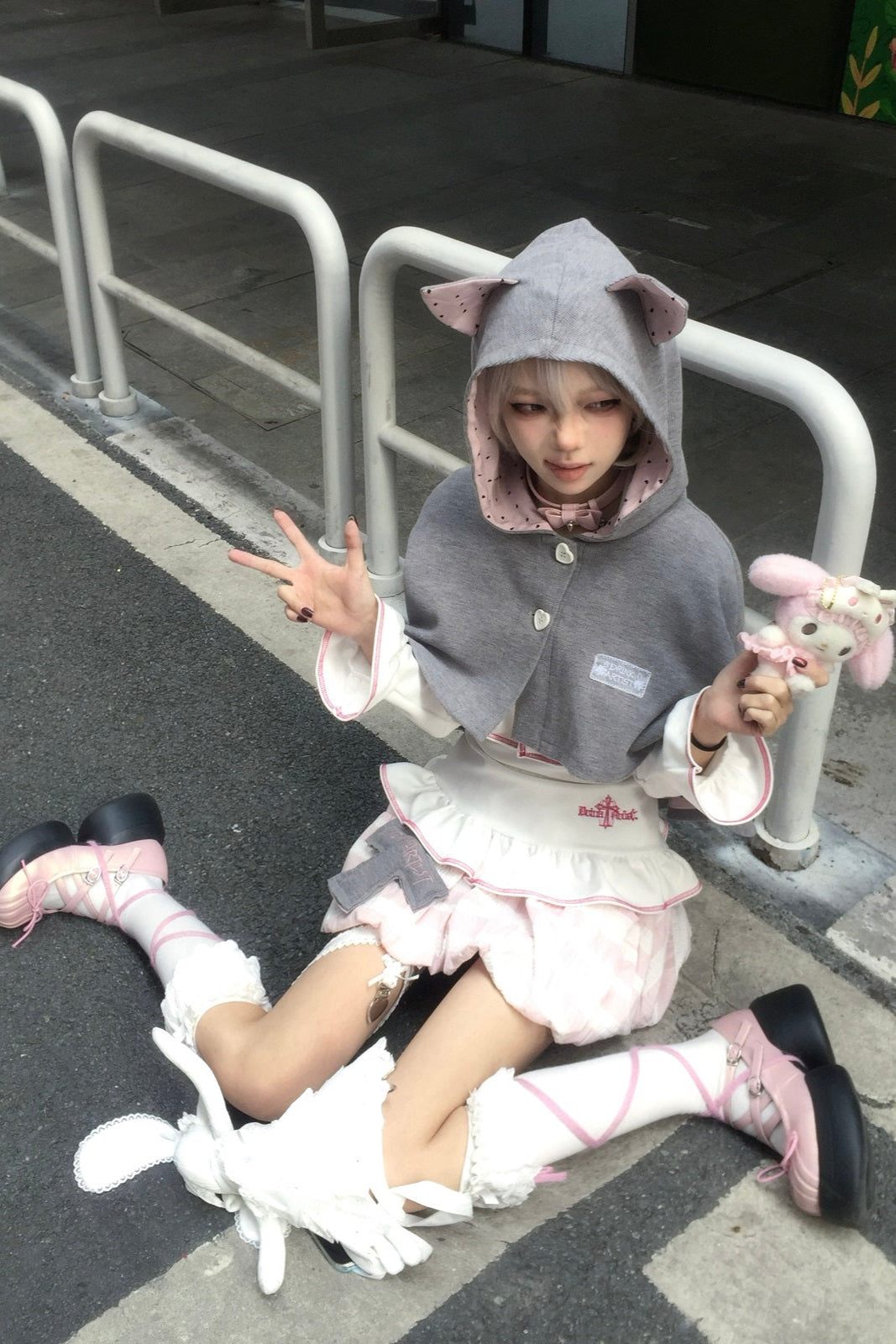 Pink Cat Ear Poncho Coat