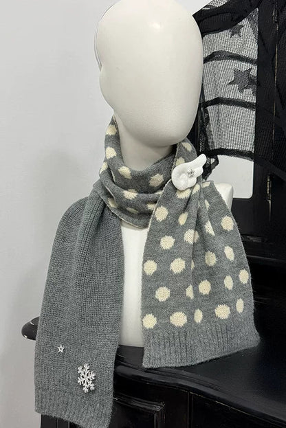 Dotted Retro Knit Scarf
