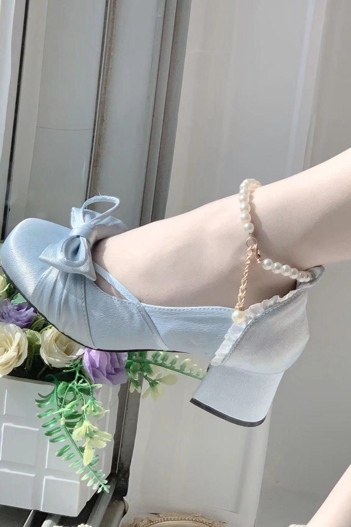 レースアップリボンバレエロリータシューズ