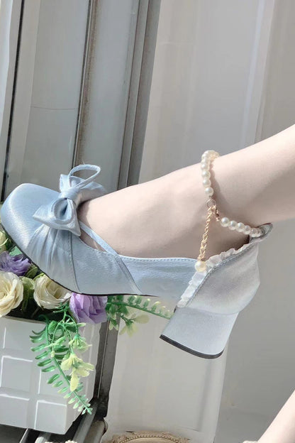 レースアップリボンバレエロリータシューズ