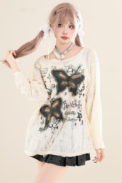 Embroidery Off-Shoulder Smock Top