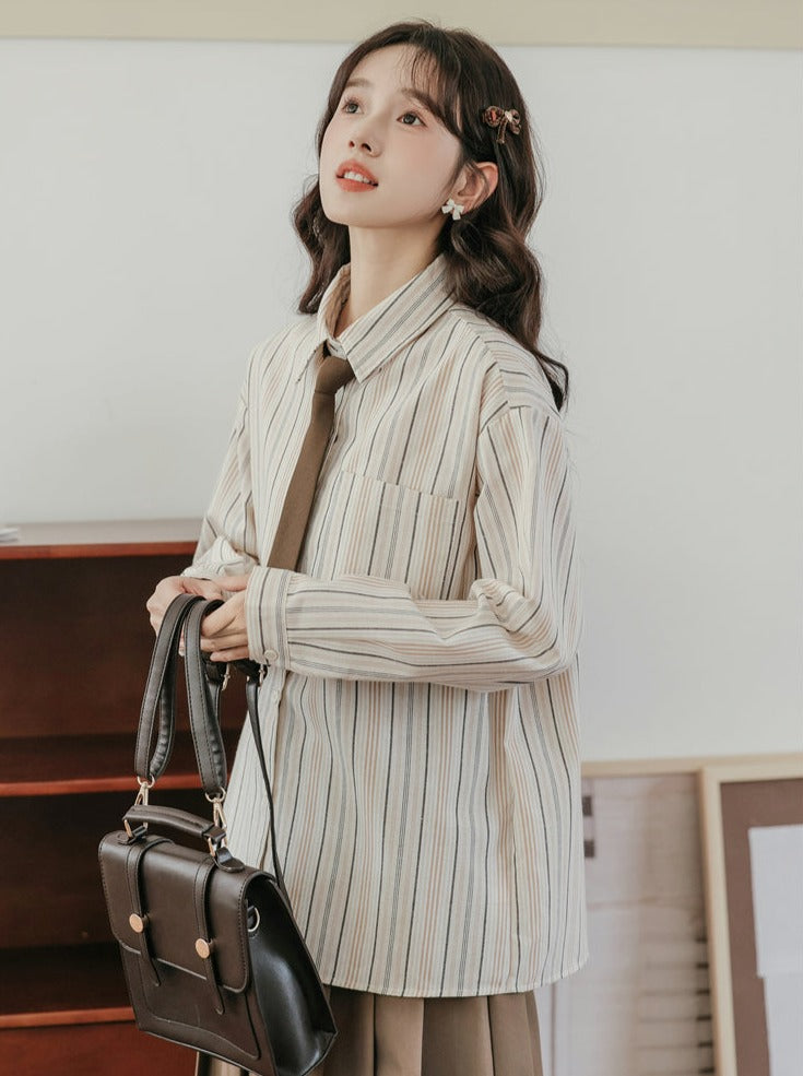 College Style Tie Stripe Shirt