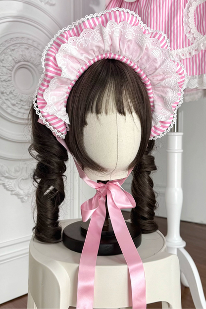 [Vorbestellung] Retro-Puppenartiges Lolita-Kleid + Haarband + Clip + Haube + Hut