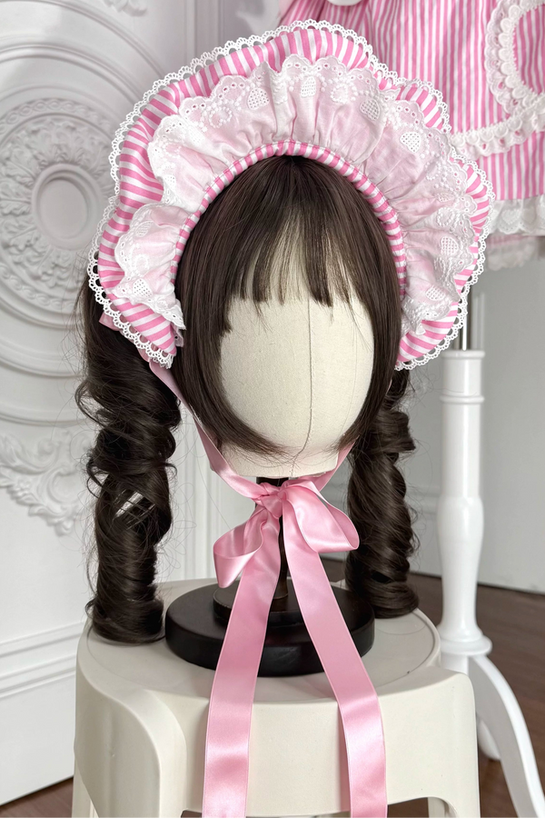 [Pre-order] Retro Doll-Like Lolita Dress + Hair Band + Clip + Bonnet + Hat