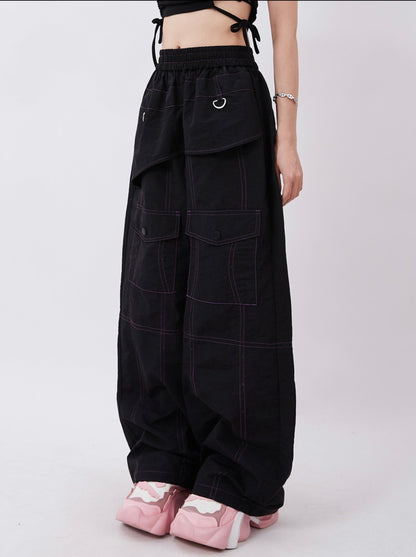 Big pocket design sense all-match straight pants