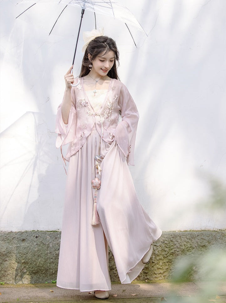 [Reservations] Sweet Pink China Cardigan + Long Pants + Camisole