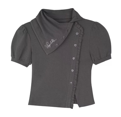 Dark-Kawaii-Oberteil mit Puffärmeln