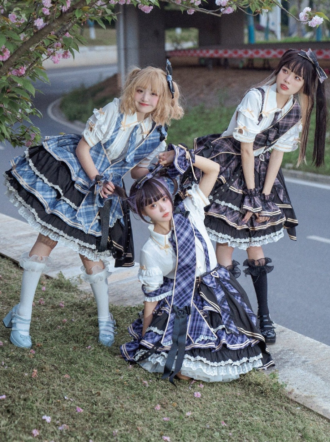 Idol Check Lolita Top + Tiered Ruffle Check Skirt