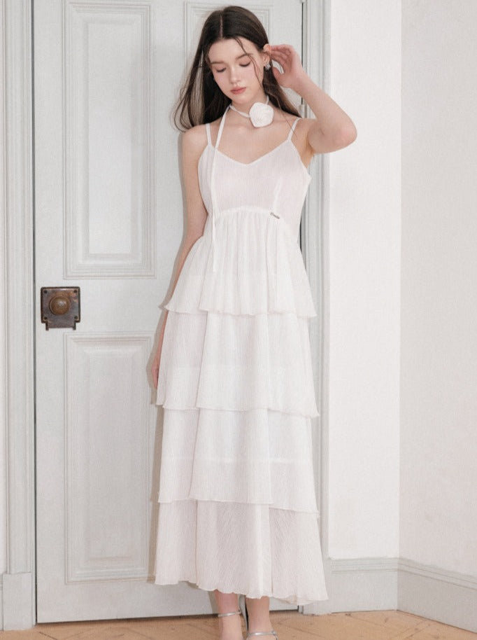 Rose Neck Tiered Camisole Long Dress