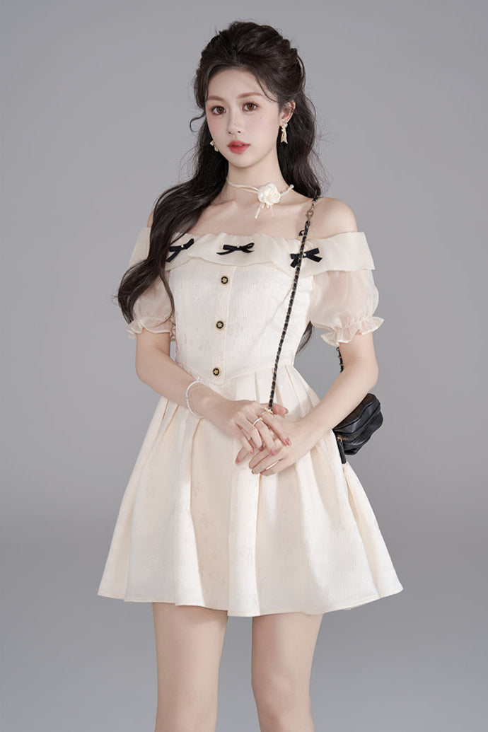 Vestido francés dulce de un hombro