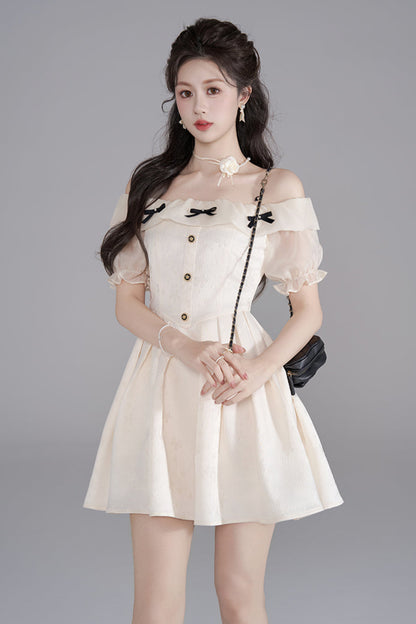 Vestido francés dulce de un hombro