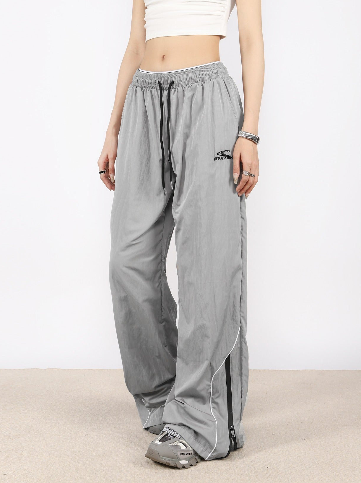 Zip -slit Casual Design Wide Leg Pants