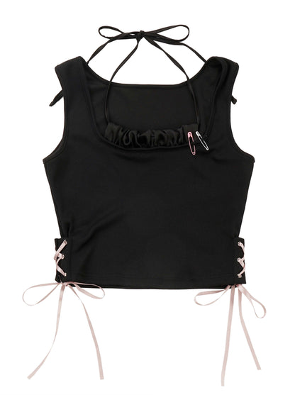 Summer Ribbon Satin Cami Layered Tank Top