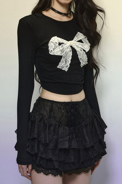 Lace Big Bow Cropped Top