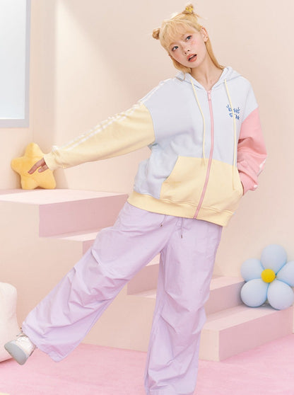 Pastel colorful food zip hoodie