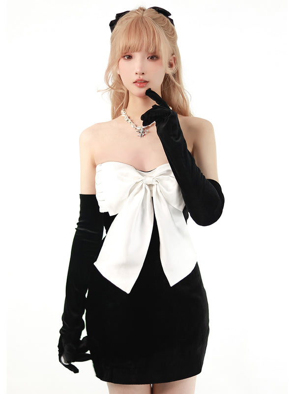 front ribbon tube top dress