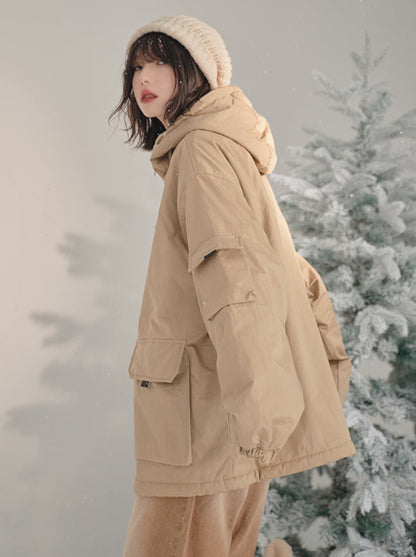 Hoodie Loose Boa Liner Cotton Jacket Coat