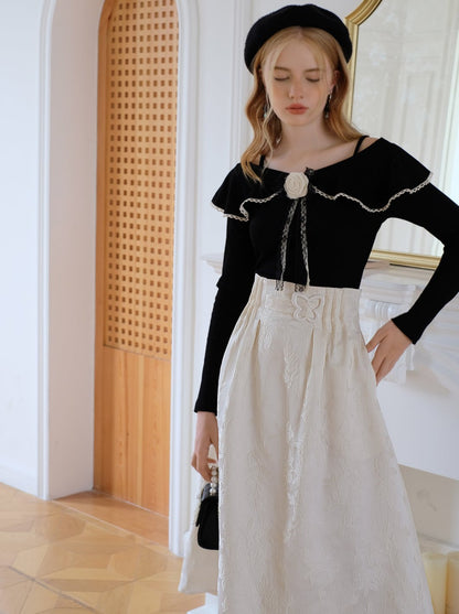 French Retro Design Waist Skirt