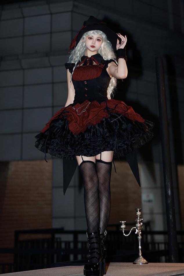 [Vorbestellschluss 8. Mai] Schmales ärmelloses Halloween-Gothic-Kleid im Zaubertrank-Stil