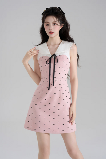 スイートガーリーピンクVネックドレス