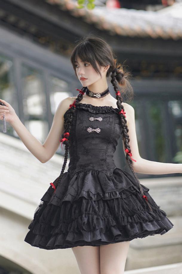 Sweet Suspender Dress + Chinese Set + Necklace + Inner + Sleeve