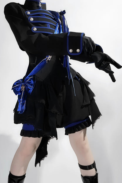 【9月13日予約締切】Black Blue Military Ruffle Lolita Series Accessories (Officer cap ・ Leg covers ・ Sash)