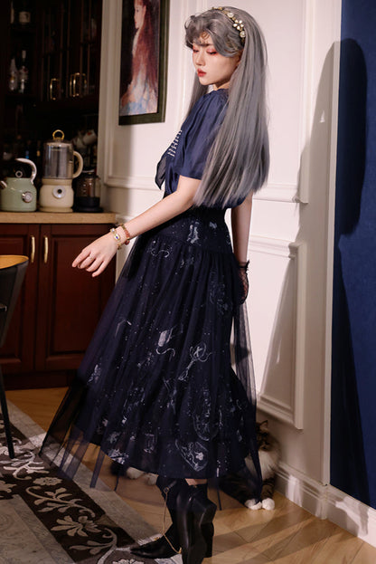 ダークムーントップス+ショートスカート+ロングスカート