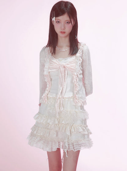 Sweet Pure White Flill Lace Skirt