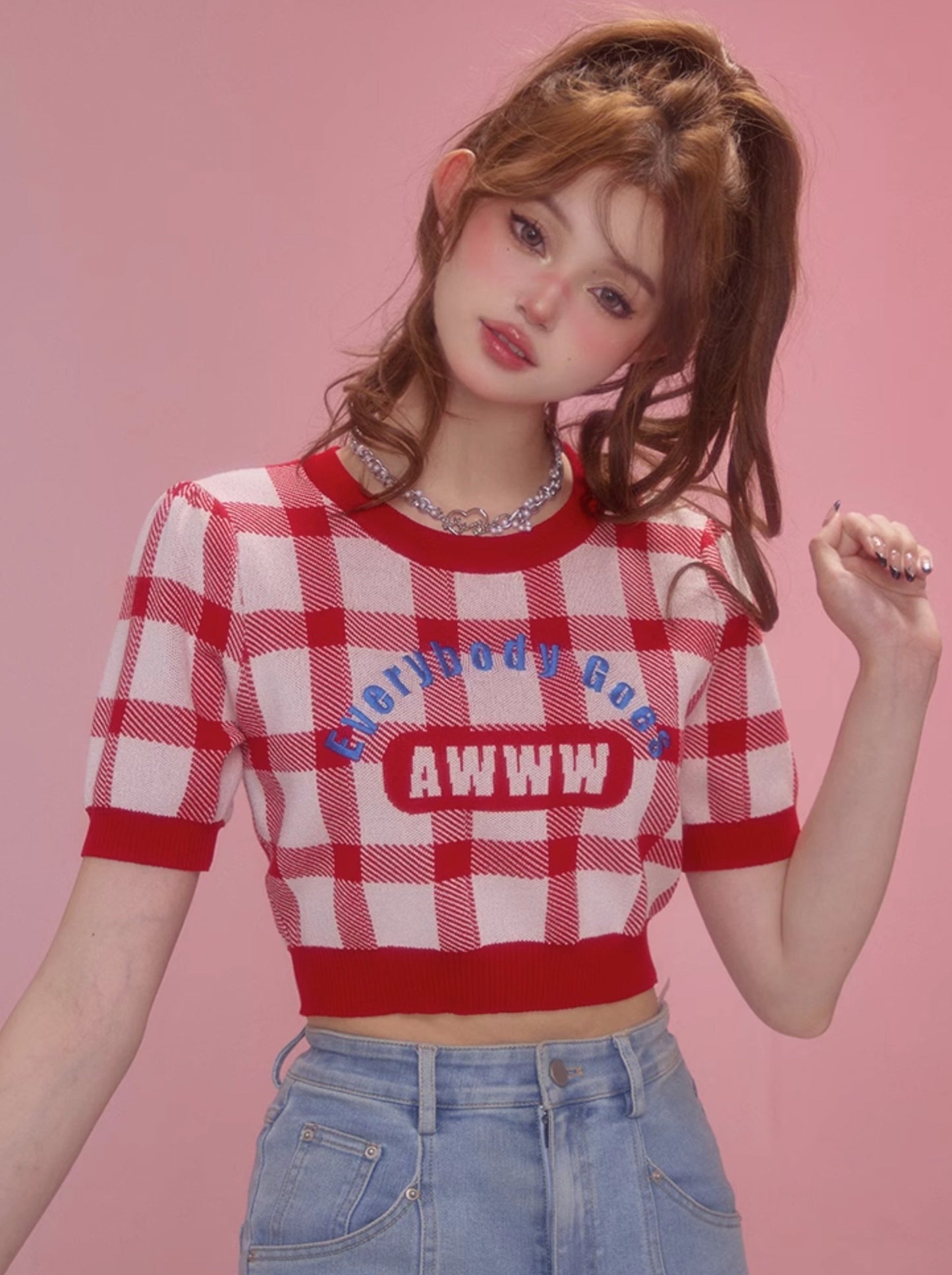 Gingham Check American Short Tops