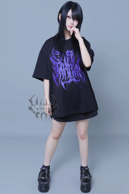 ゴシックグラフィックプリントルーズTシャツ