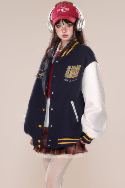 Over -size baseball club jacket