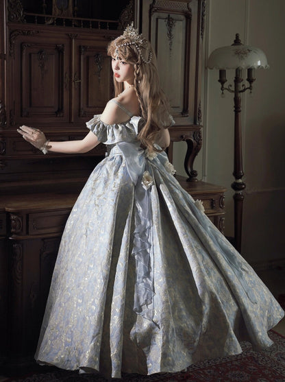 Robe de mariée lolita bleue à fleurs robe de mariée magnifique robe adulte lolita élégante robe de princesse