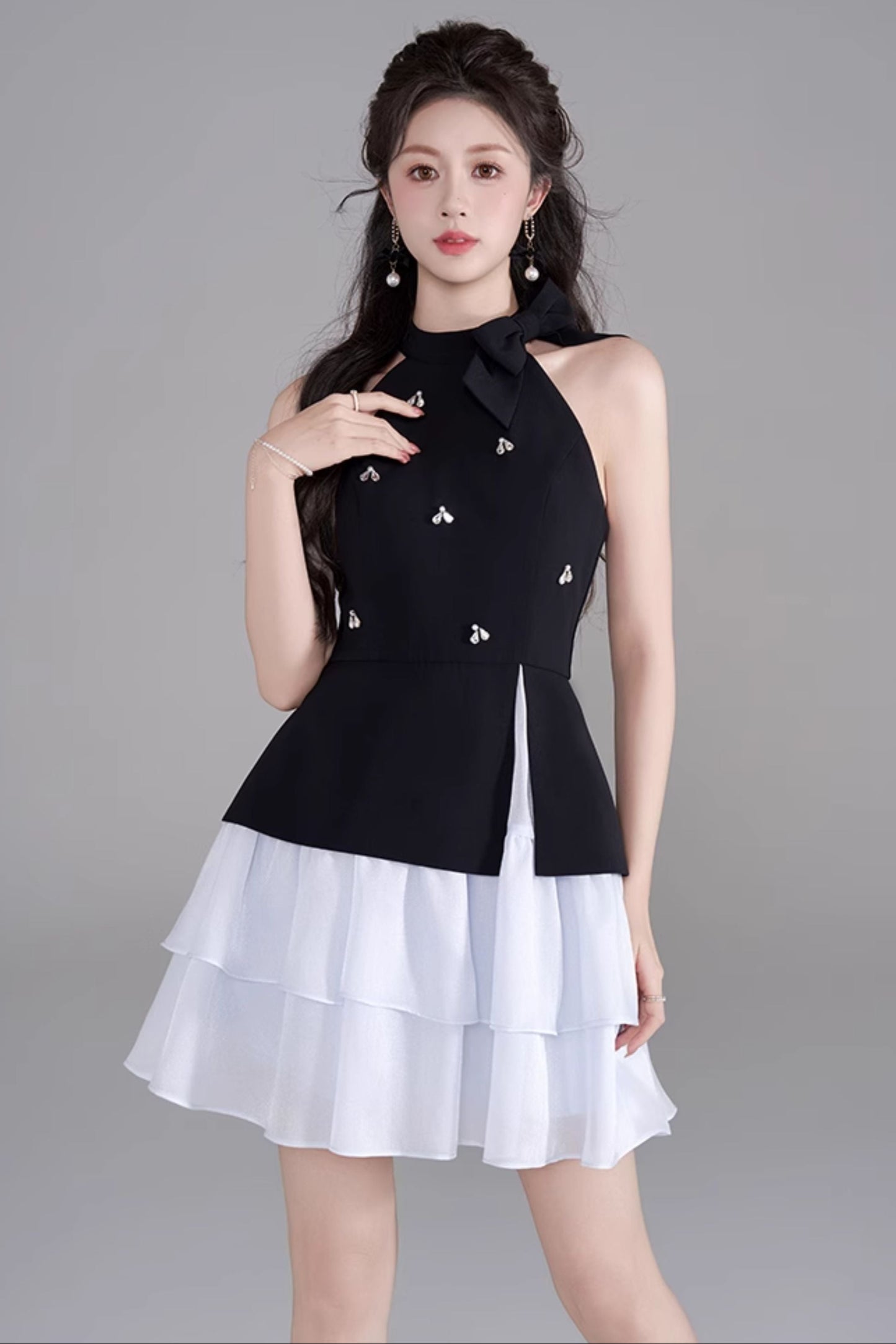 Sleeveless French Puff Dress