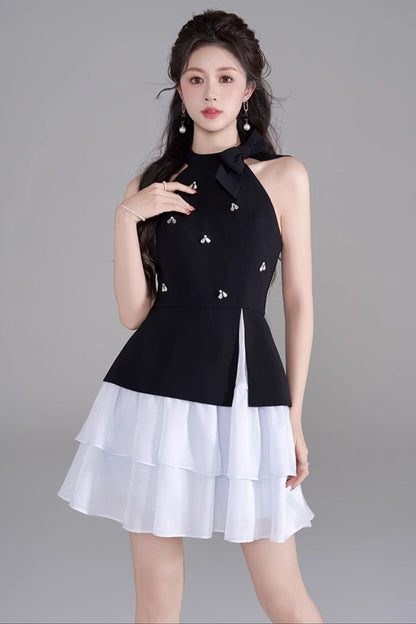 Sleeveless French Puff Dress