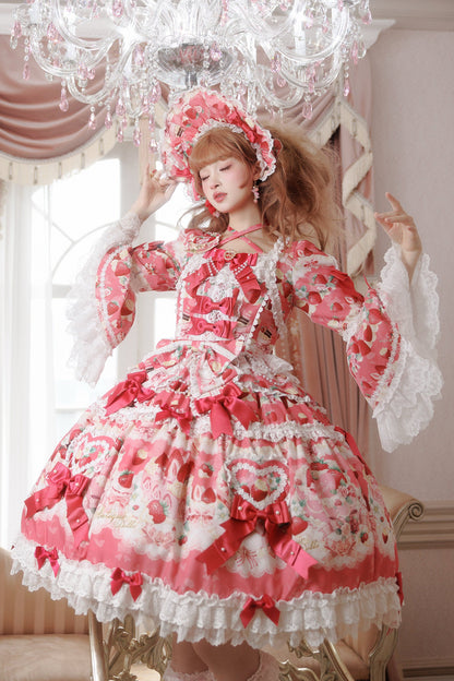 【2月27日予約締切】ストロベリーアンティークドールドレス＋フルセット＋ボンネット＋カチューシャ