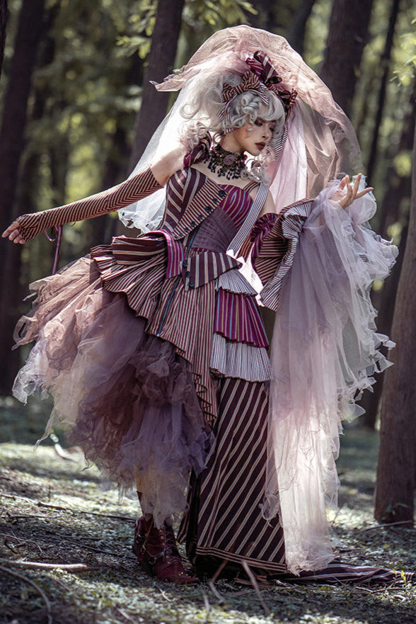 【予約商品】ストライプグリッドファンタジードレスセット＋アシメチュールスカート＋ベール