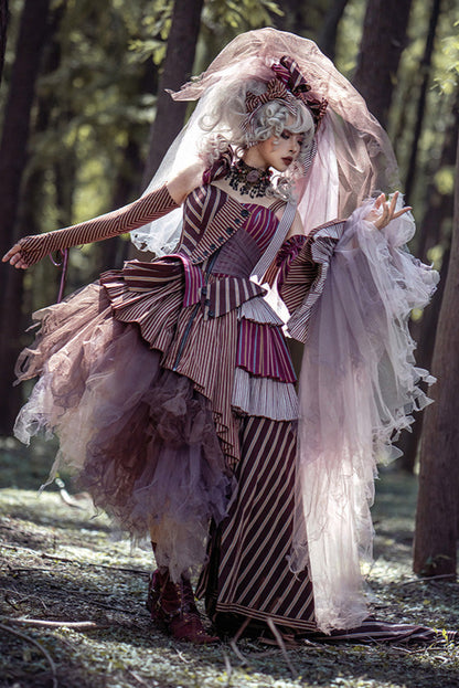 【予約商品】ストライプグリッドファンタジードレスセット＋アシメチュールスカート＋ベール