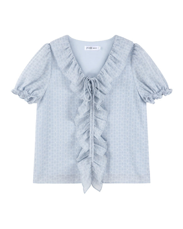 French V-Neck Ruffle Blouse + Ruffle Skirt