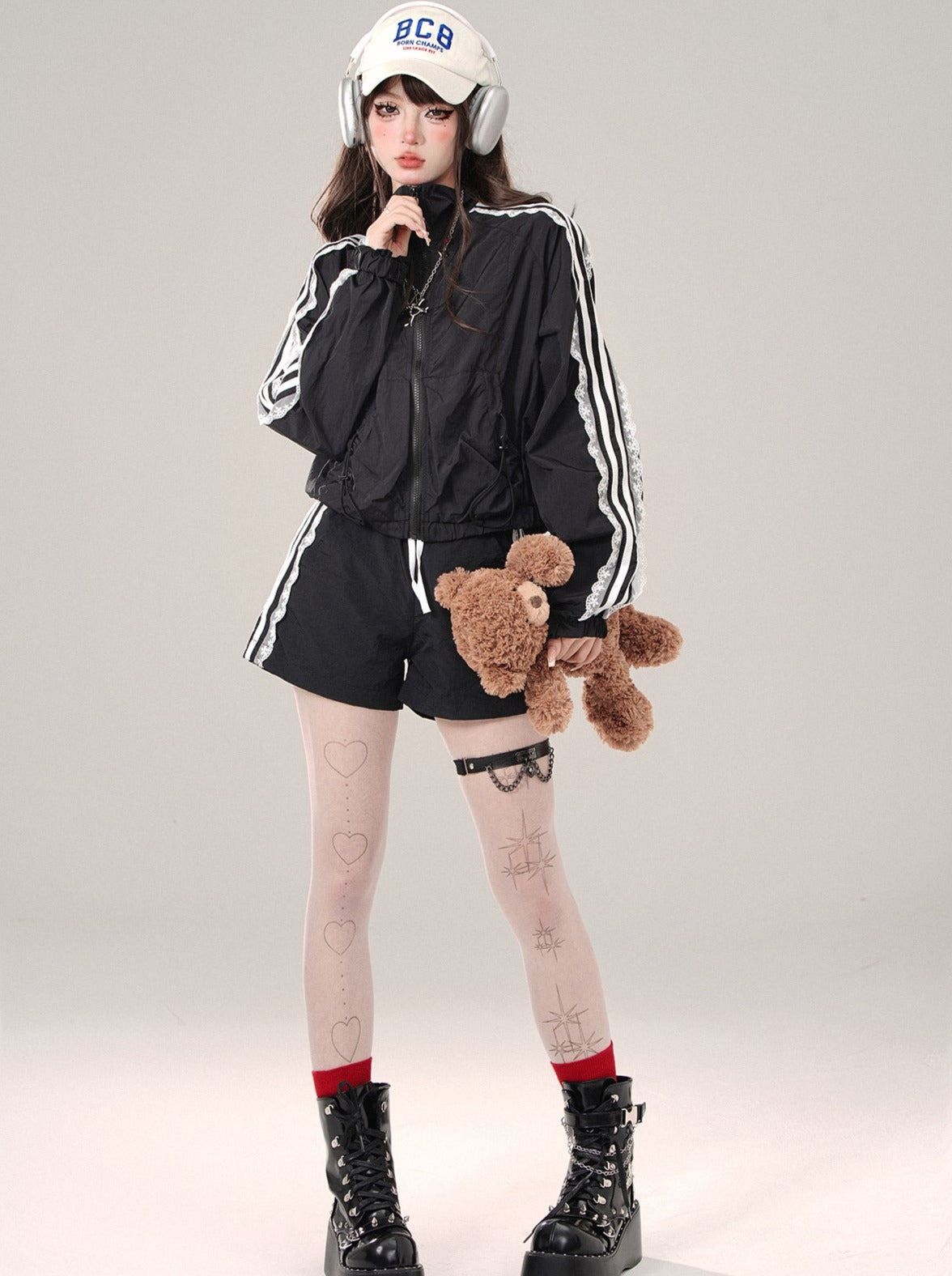 モードカジュアルジップトップス+ショートパンツ – Belchic