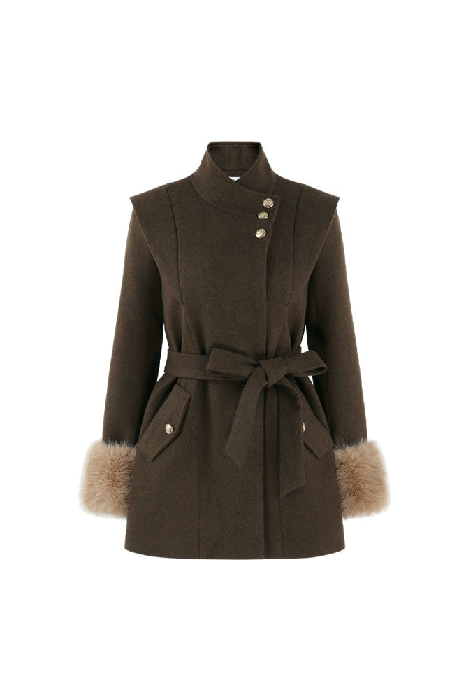 レトロウールンスタンドアップカラーコート