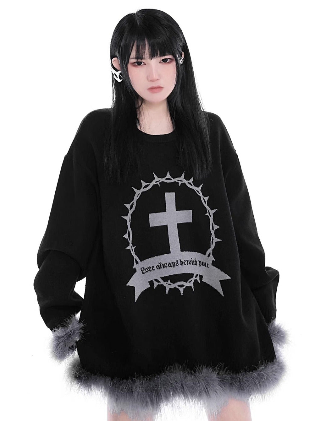 Plume Cross Sones Warm Loose Sweater