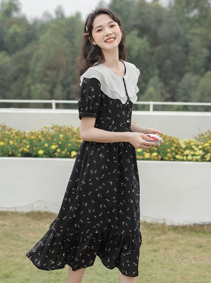 French retro black dress