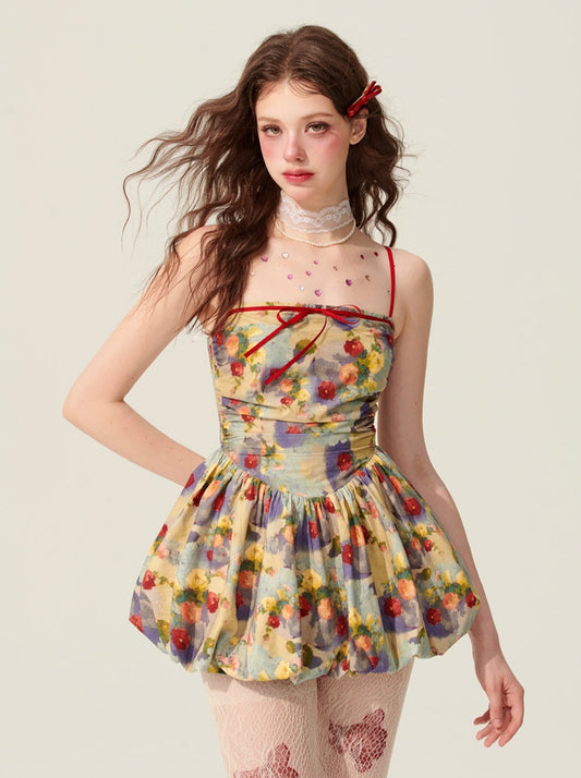 [May 31 at 20 o'clock on sale] Shao Ye eye Spring Pictorial oil painting slip dress women's summer puffy skirt