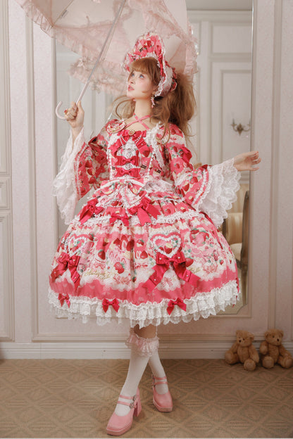 【2月27日予約締切】ストロベリーアンティークドールドレス＋フルセット＋ボンネット＋カチューシャ