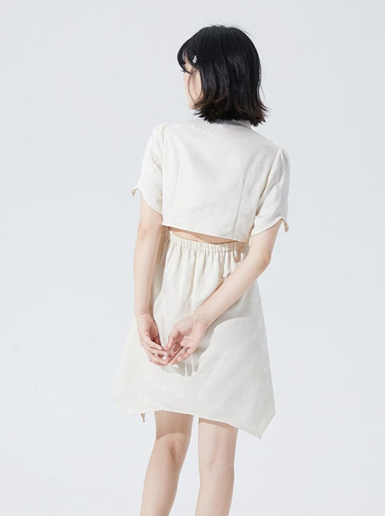 Asymmetric China Summer White Dress