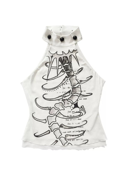 Y2Kノースリーブハイネックトップス